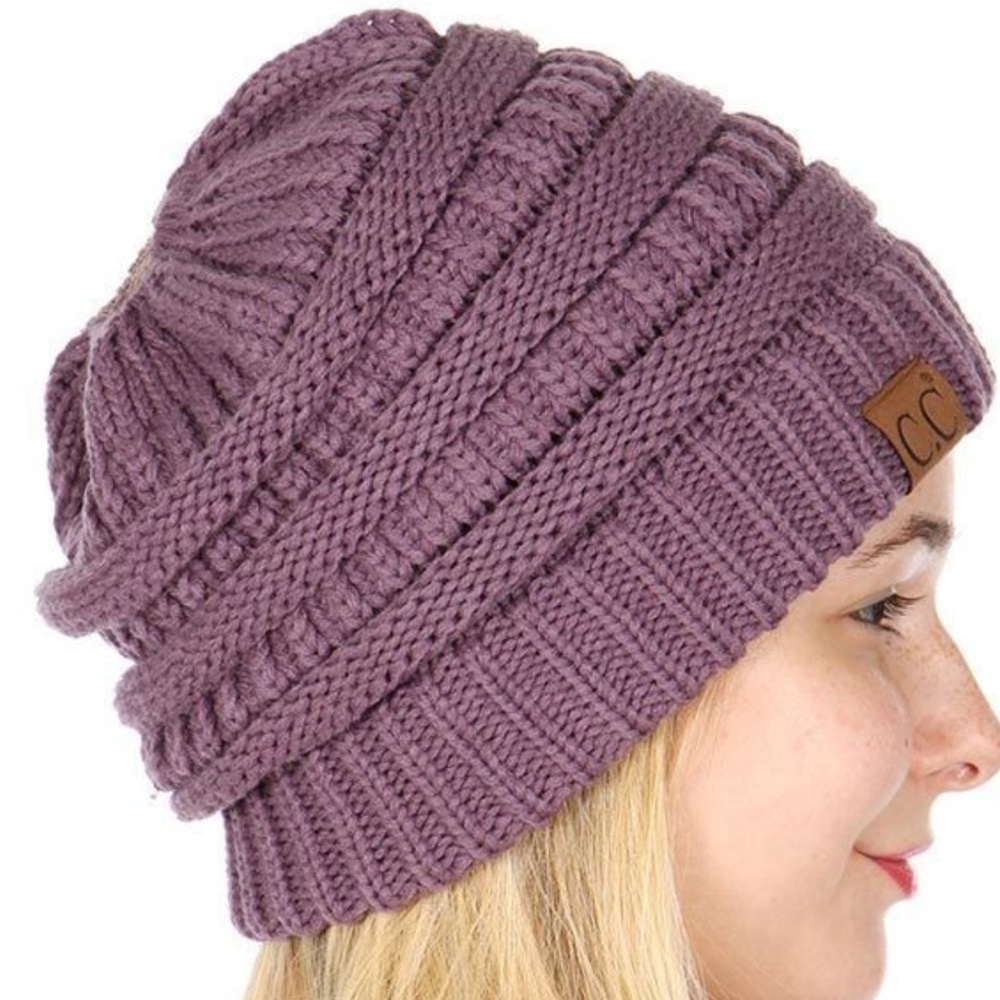 C.C Ponytail/Messy Bun Violet  Beanie